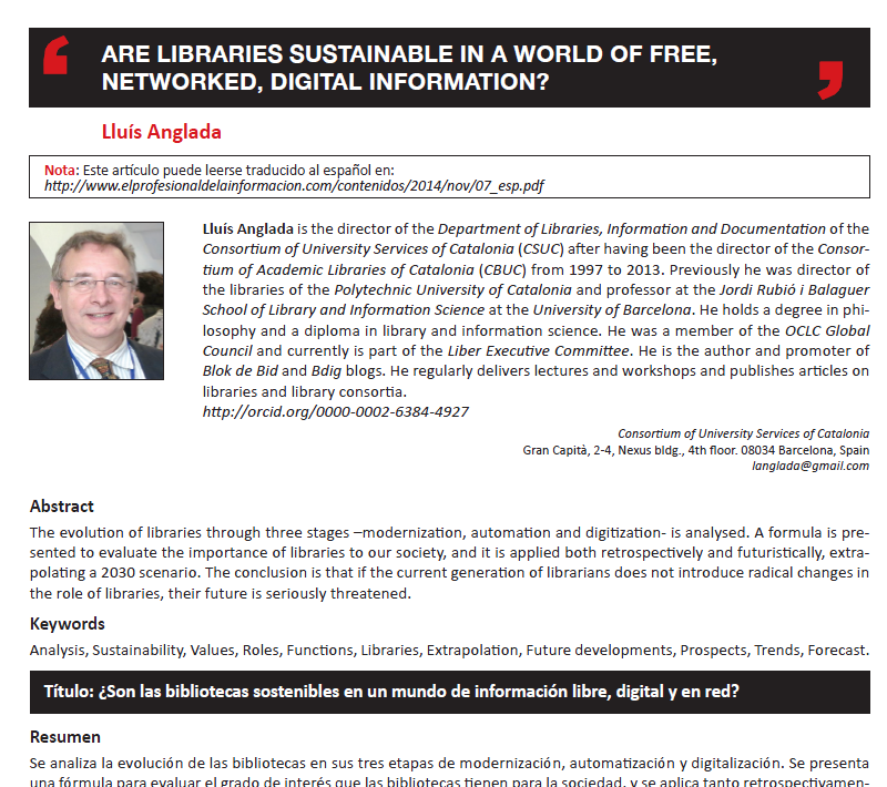 Are libraries sustainable in a world of free, networked, digital information?